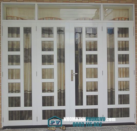 Cửa nhôm xingfa màu trắng sứ chia ô Pano mẫu 05